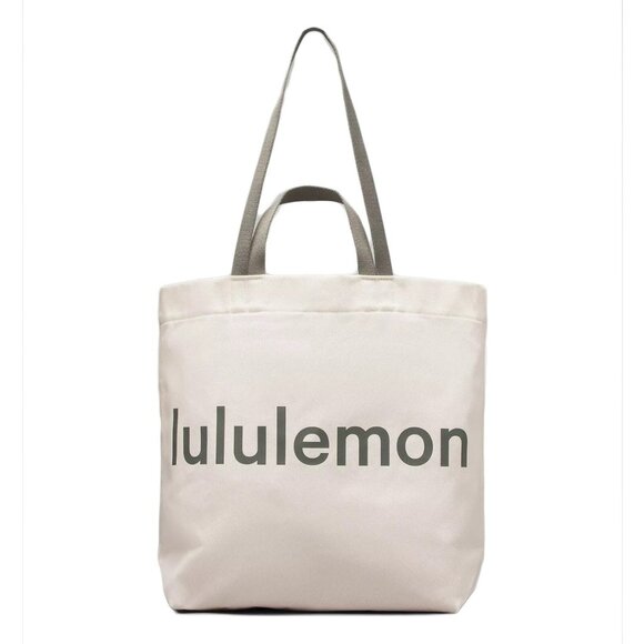 NWT Lululemon Double Handle Canvas Tote, 17 L, Natural Ivory/Grey Sage - Picture 1 of 6